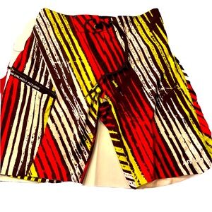 Analog ABSTRACT stripes SWIM Board Shorts Red Lime Black mens 28, Wolf Stripes